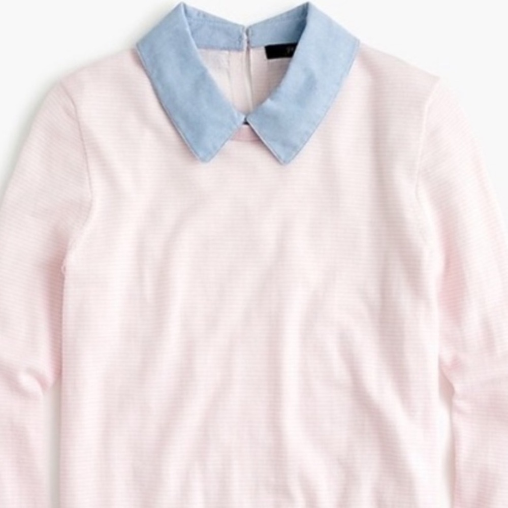 NWT J. Crew Pink Heather Chambray Collar Sweater XS